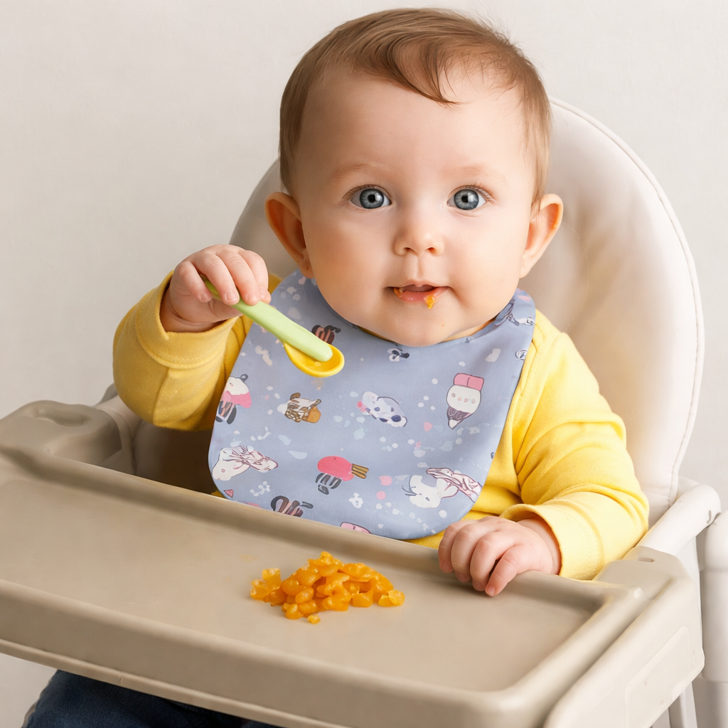 Baby Bibs – Pack of 3 Waterproof Silicone & Cotton Bibs