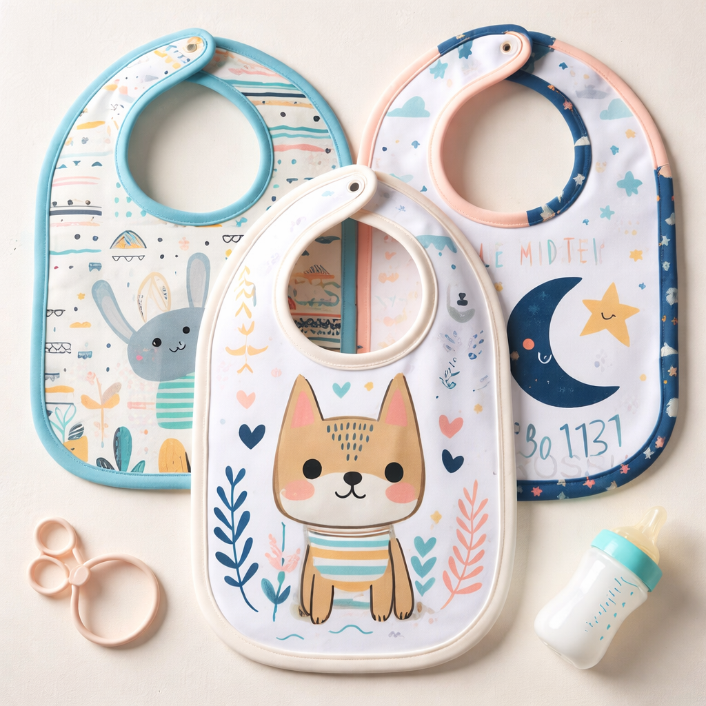 Baby Bibs – Pack of 3 Waterproof Silicone & Cotton Bibs