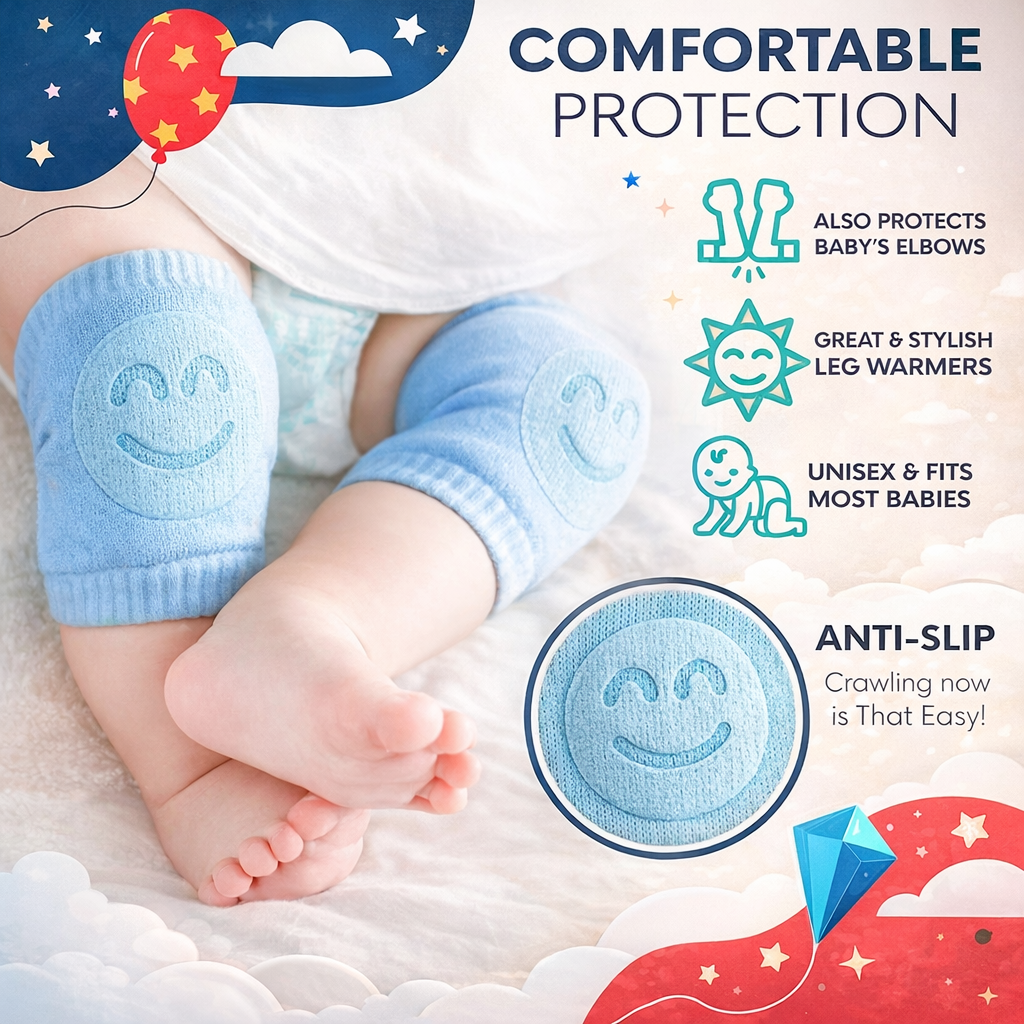 Baby Smiley Knee Pads Set (Random Color)