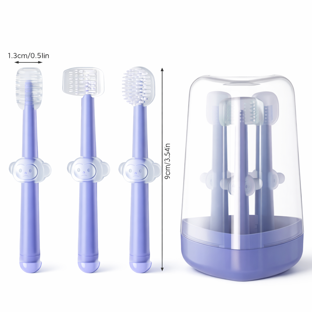 3 Pcs Silicone Baby Toothbrush Set